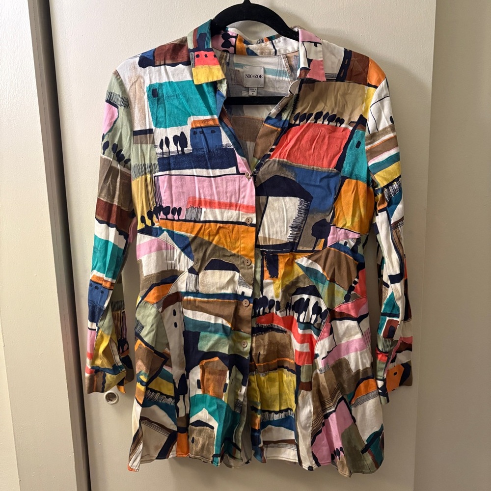 NIC+ZOE Multicolor Abstract Shirt